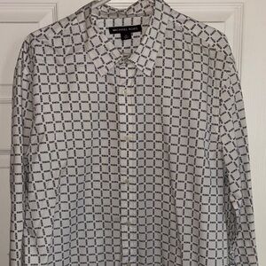 Michael Kors Men's Black and White Checkered Shirt